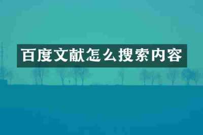 百度文献怎么搜索内容