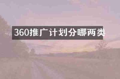 360推广计划分哪两类