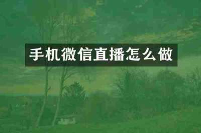 手机微信直播怎么做
