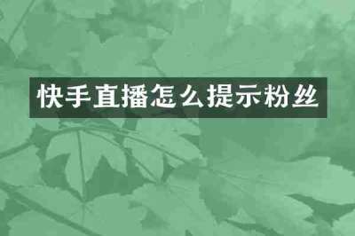 快手直播怎么提示粉丝
