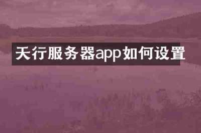 天行服务器app如何设置