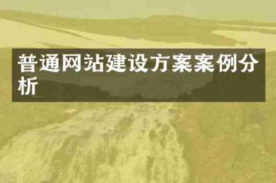 普通网站建设方案案例分析