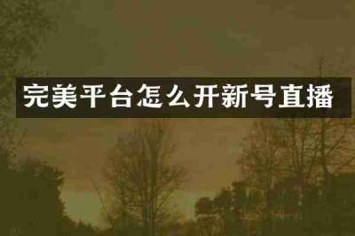 完美平台怎么开新号直播