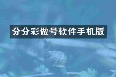 分分彩做号软件手机版