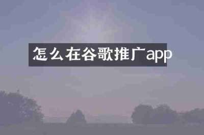 怎么在谷歌推广app