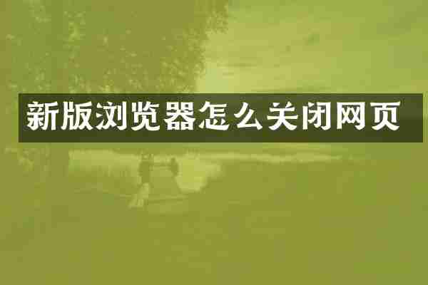 新版浏览器怎么关闭网页