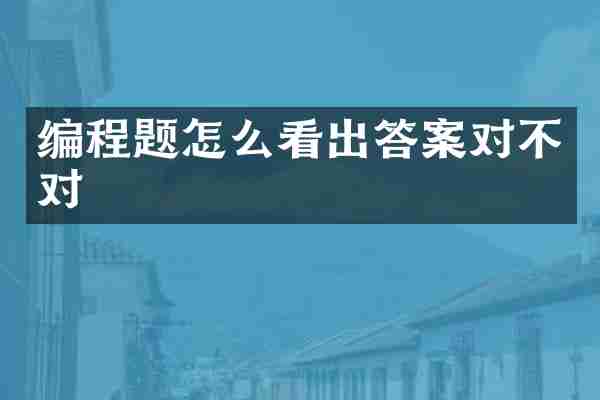编程题怎么看出答案对不对