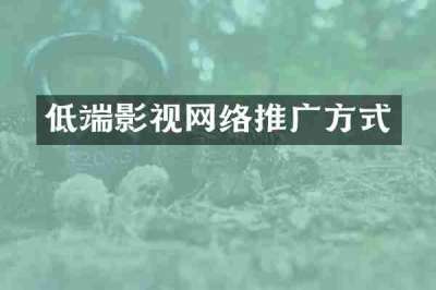 低端影视网络推广方式