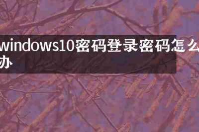 windows10密码登录密码怎么办