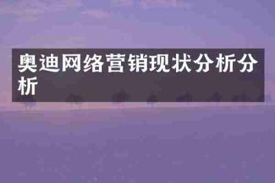 奥迪网络营销现状分析分析