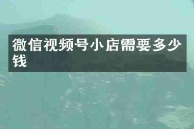 微信视频号小店需要多少钱