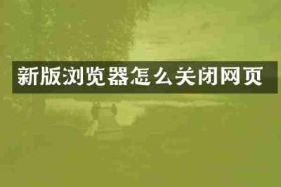 新版浏览器怎么关闭网页