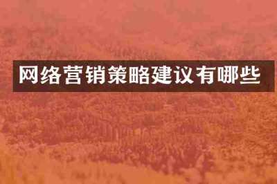 网络营销策略建议有哪些