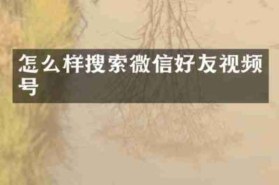 怎么样搜索微信好友视频号