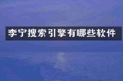 李宁搜索引擎有哪些软件