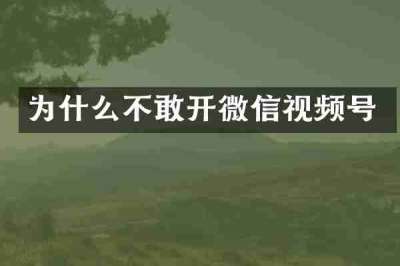 为什么不敢开微信视频号