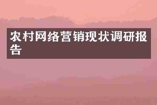 农村网络营销现状调研报告