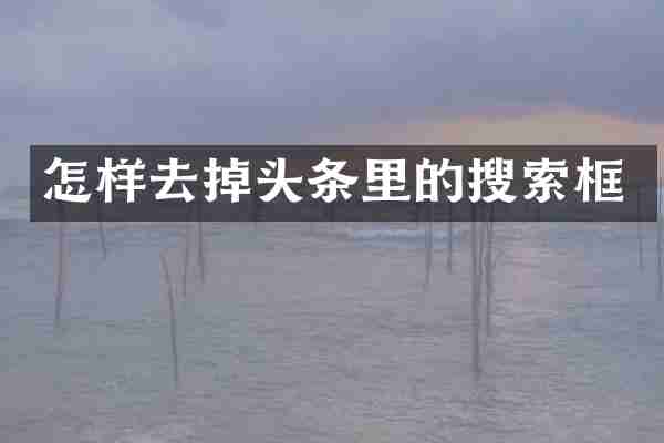 怎样去掉头条里的搜索框