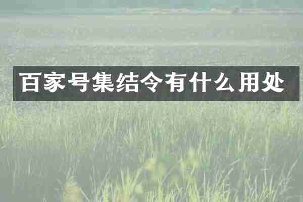 百家号集结令有什么用处