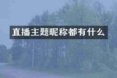 直播主题昵称都有什么
