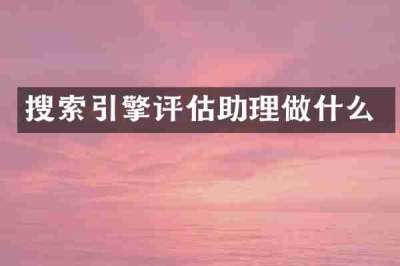 搜索引擎评估助理做什么