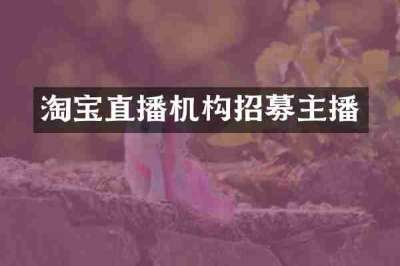 淘宝直播机构招募主播