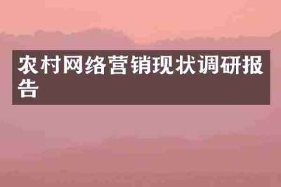 农村网络营销现状调研报告