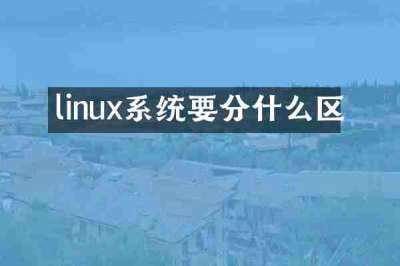 linux系统要分什么区