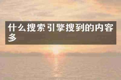 什么搜索引擎搜到的内容多
