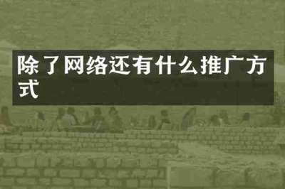 除了网络还有什么推广方式