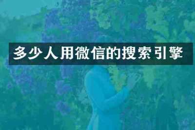 多少人用微信的搜索引擎
