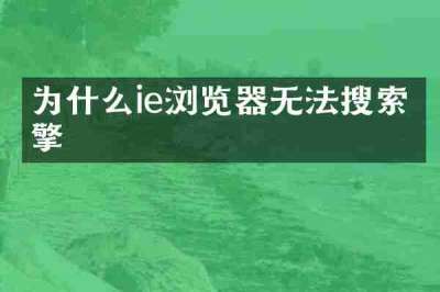 为什么ie浏览器无法搜索引擎