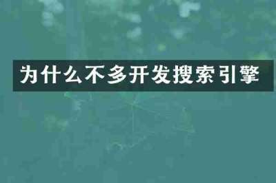 为什么不多开发搜索引擎