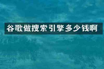 谷歌做搜索引擎多少钱啊