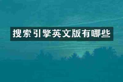 搜索引擎英文版有哪些