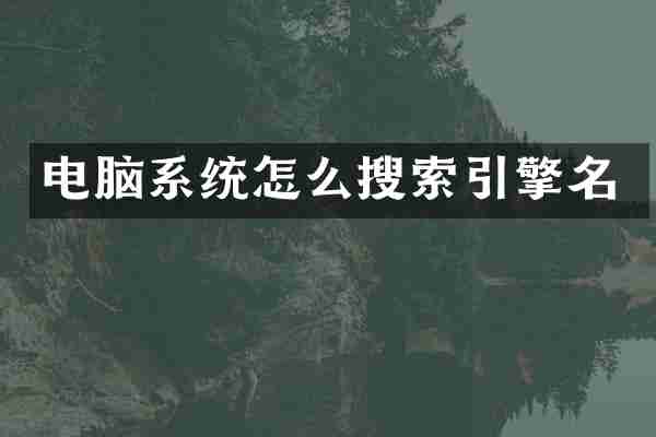 电脑系统怎么搜索引擎名
