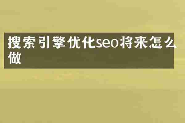 搜索引擎优化seo将来怎么做