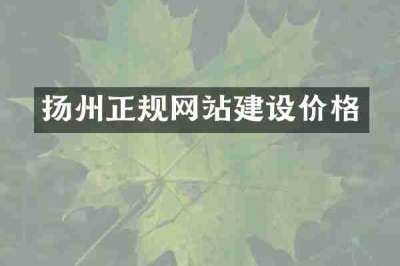 扬州正规网站建设价格
