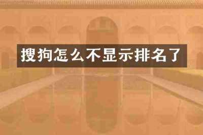 搜狗怎么不显示排名了