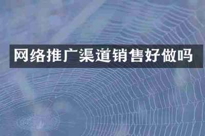 网络推广渠道销售好做吗