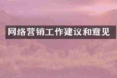 网络营销工作建议和意见
