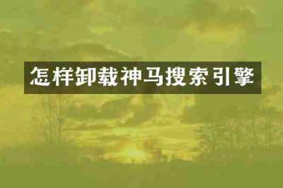 怎样卸载神马搜索引擎