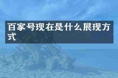 百家号现在是什么展现方式