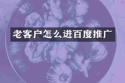 老客户怎么进百度推广