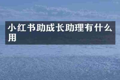 小红书助成长助理有什么用