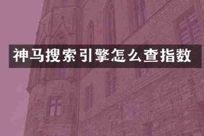 神马搜索引擎怎么查指数