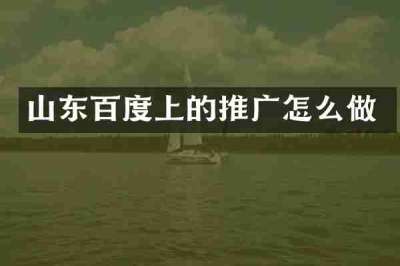 山东百度上的推广怎么做