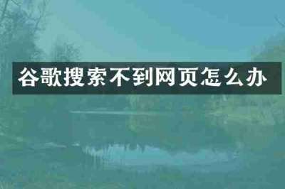 谷歌搜索不到网页怎么办