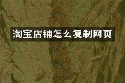 淘宝店铺怎么复制网页