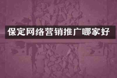 保定网络营销推广哪家好